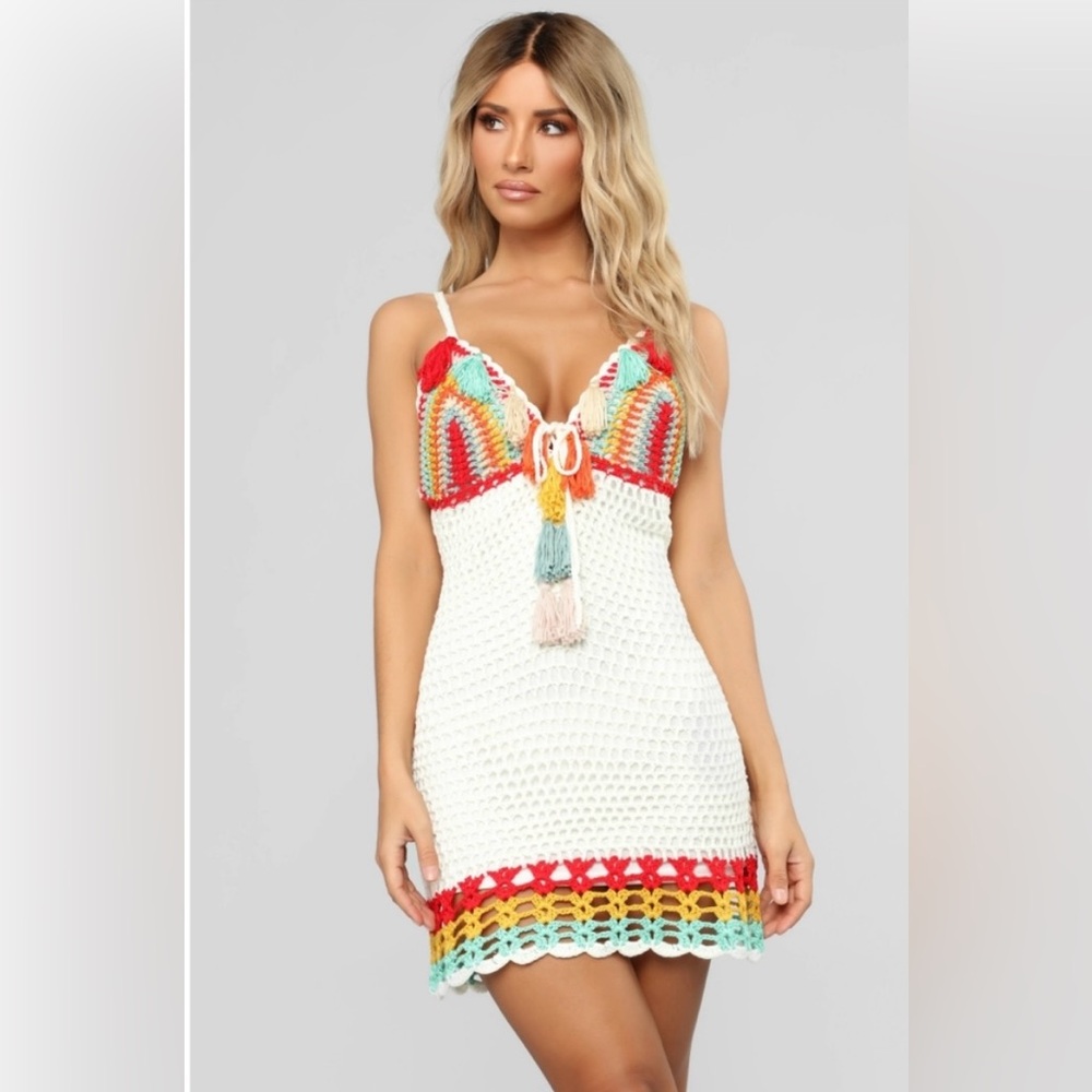 Fashion Nova Colorful Crochet‎ Dress